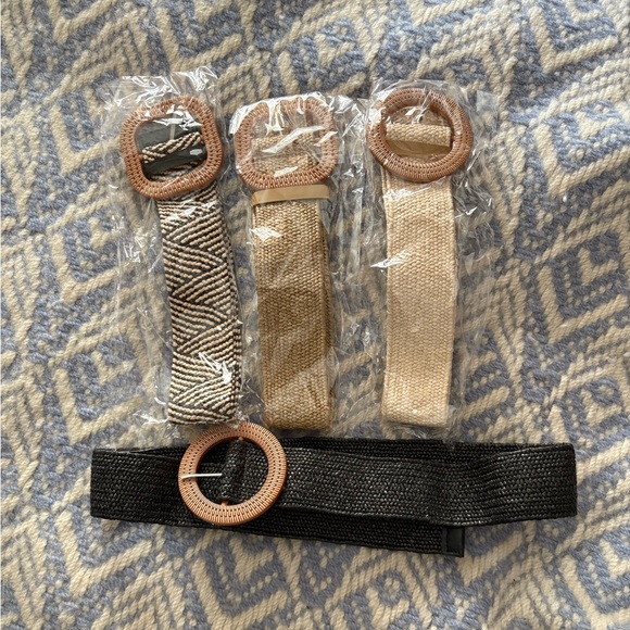 4 Straw Woven Rattan Stretch Belts Medium Amazon Retro Fun Comfort Vacation - Picture 2 of 7